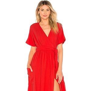 Mara Hoffman Ingrid Wrap Dress in Red M